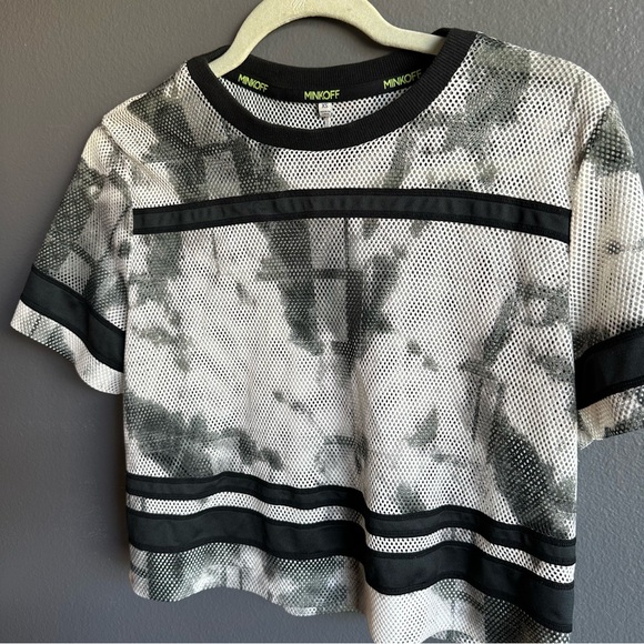 Rebecca mink off tye dye white mesh football crop jersey oversized 4 FR 40 - Picture 3 of 8